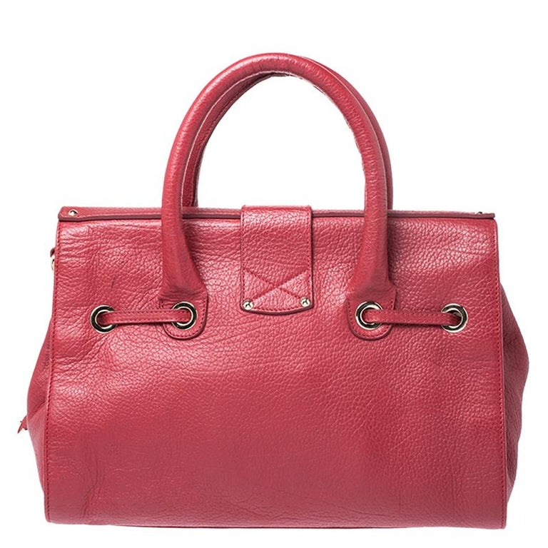 Jimmy Choo Red Grainy Leather Rosalie Satchel For Sale at 1stDibs