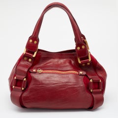 Jimmy Choo Red Leather And Suede Mahala Bag