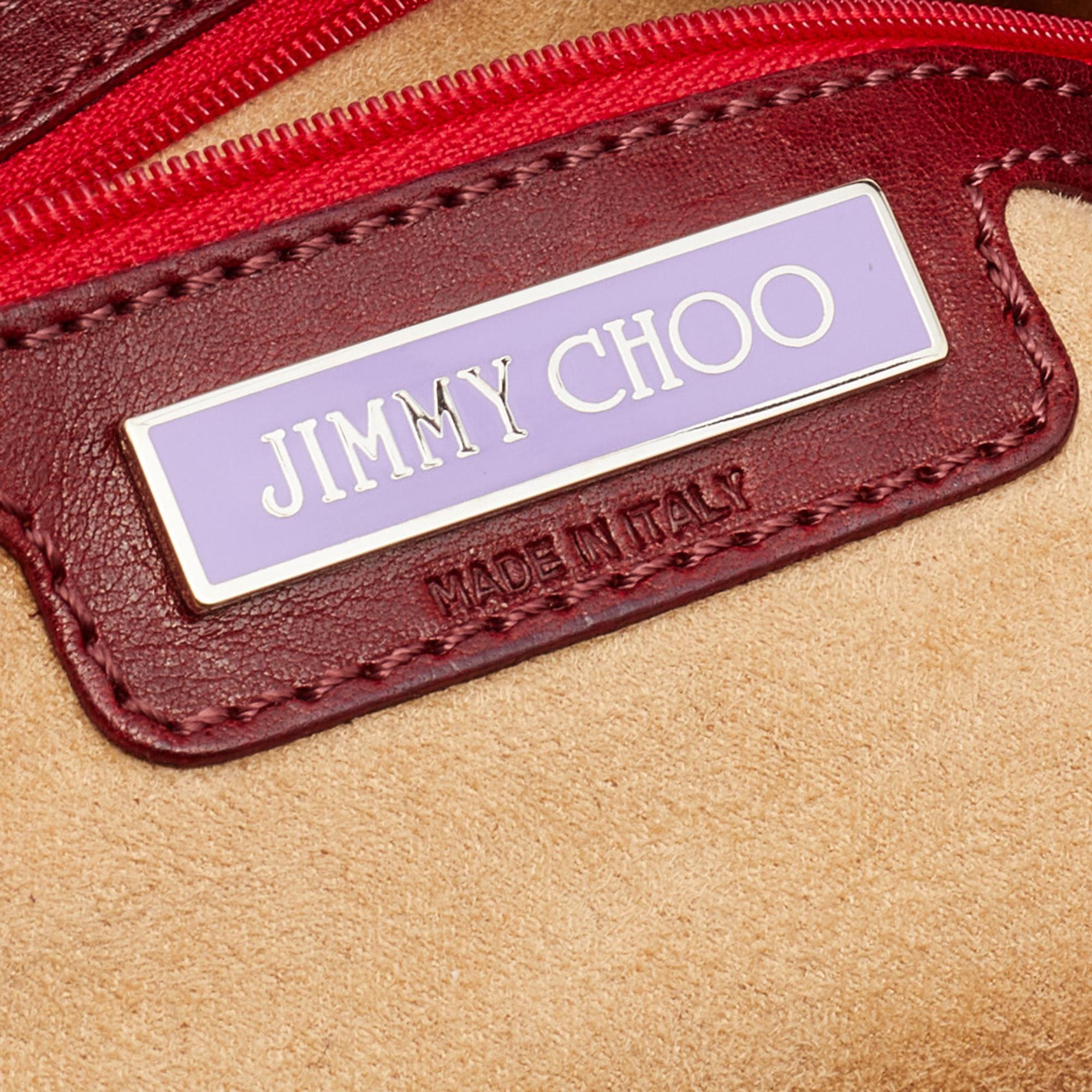 Jimmy Choo Red Leather And Suede Mahala Bag In Good Condition In Dubai, Al Qouz 2