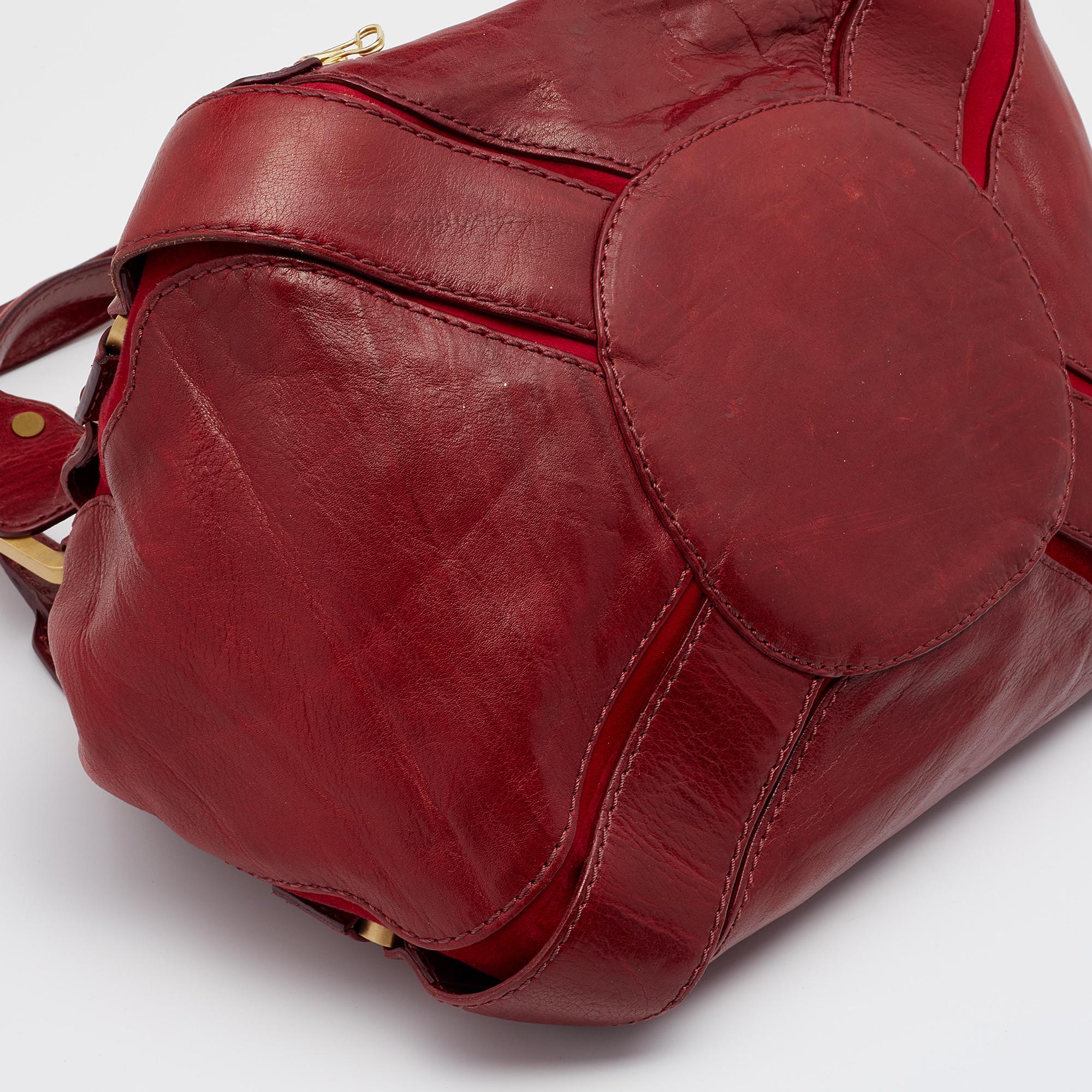 Jimmy Choo Red Leather And Suede Mahala Bag 1