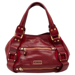 Jimmy Choo Red Leather And Suede Mahala Bag