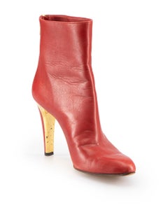 Jimmy Choo Red Leather Ankle Boots Size IT 38