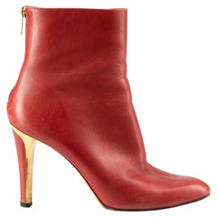 Jimmy Choo Red Leather Ankle Boots Size IT 38