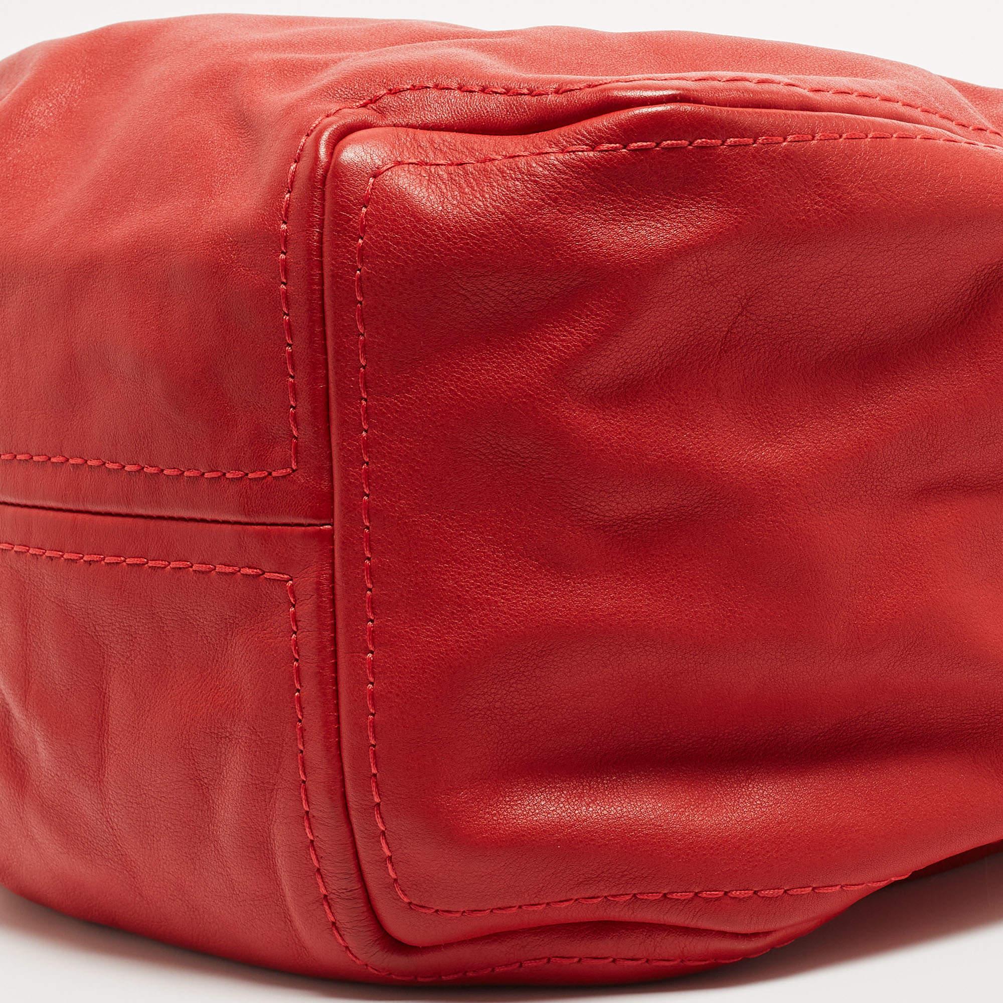 Jimmy Choo Red Leather Enamel Handle Hobo For Sale 7