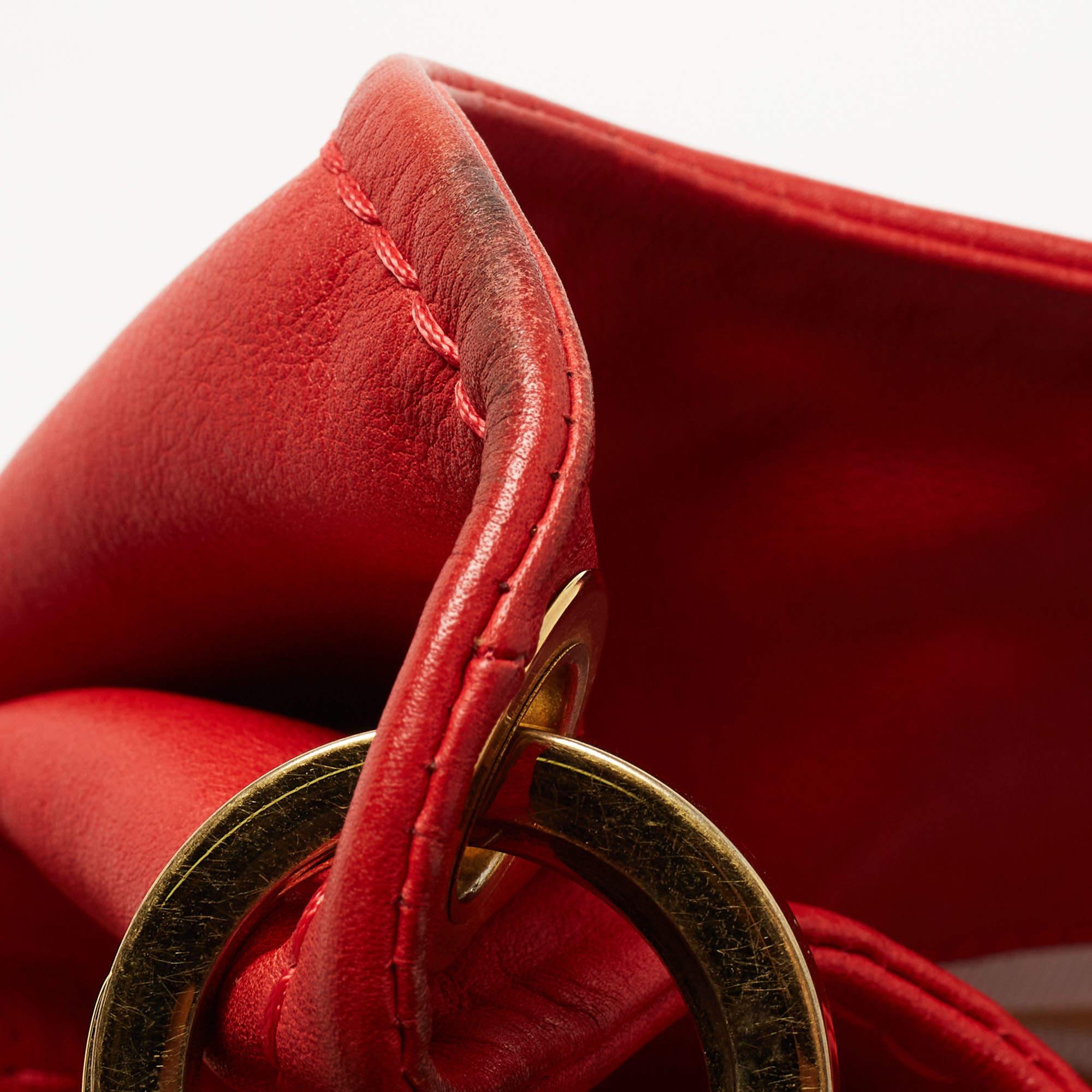 Jimmy Choo Red Leather Enamel Handle Hobo For Sale 1