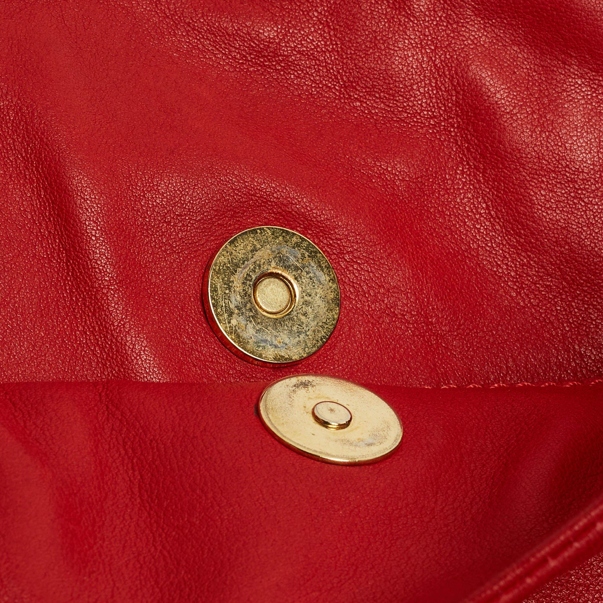 Jimmy Choo Red Leather Enamel Handle Hobo For Sale 5