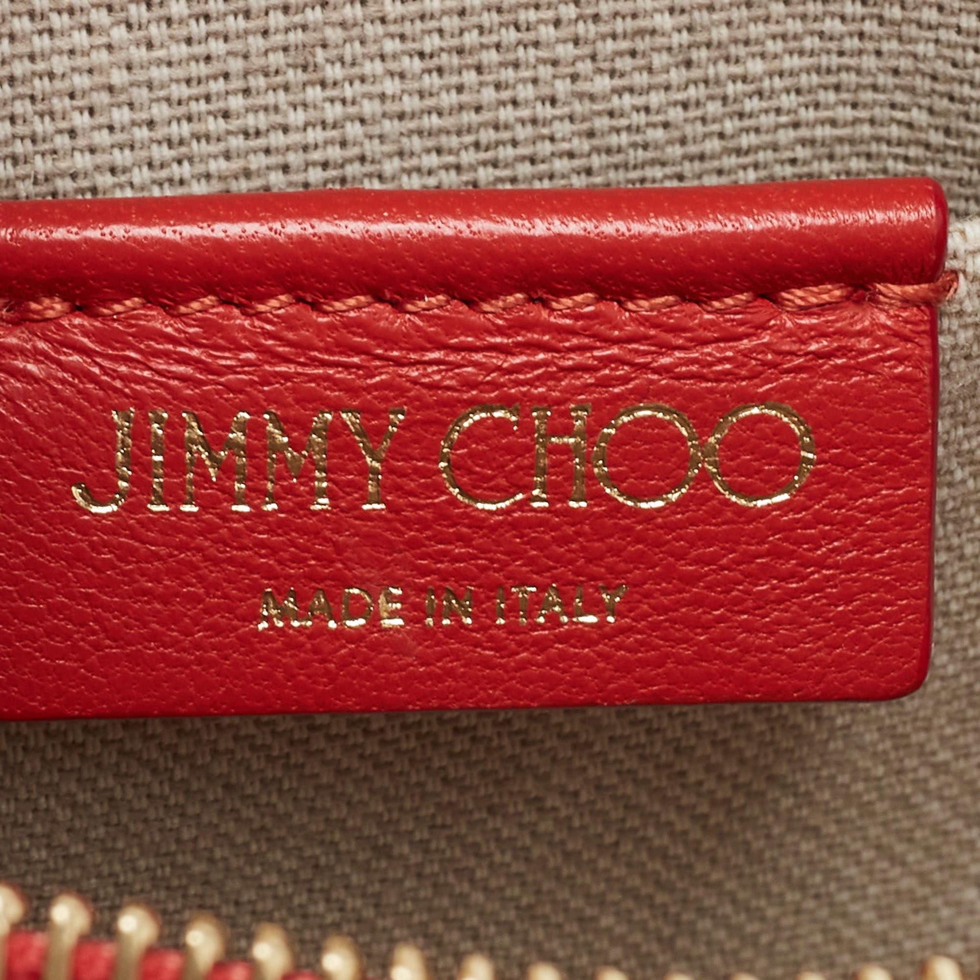 Jimmy Choo Red Leather Half Moon Zip Bag In Excellent Condition For Sale In Dubai, Al Qouz 2