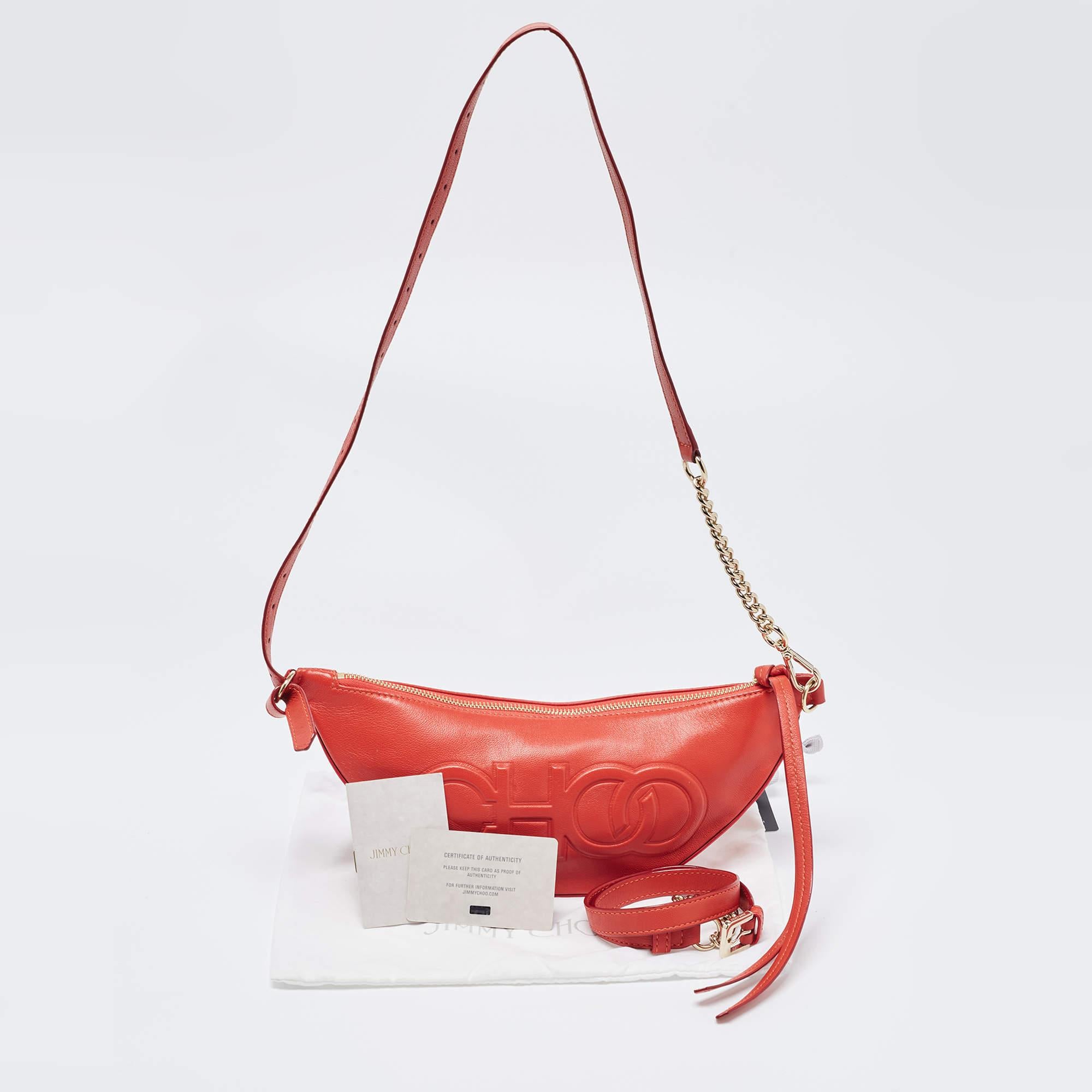 Women's or Men's Jimmy Choo Red Leather Half Moon Zip Bag
