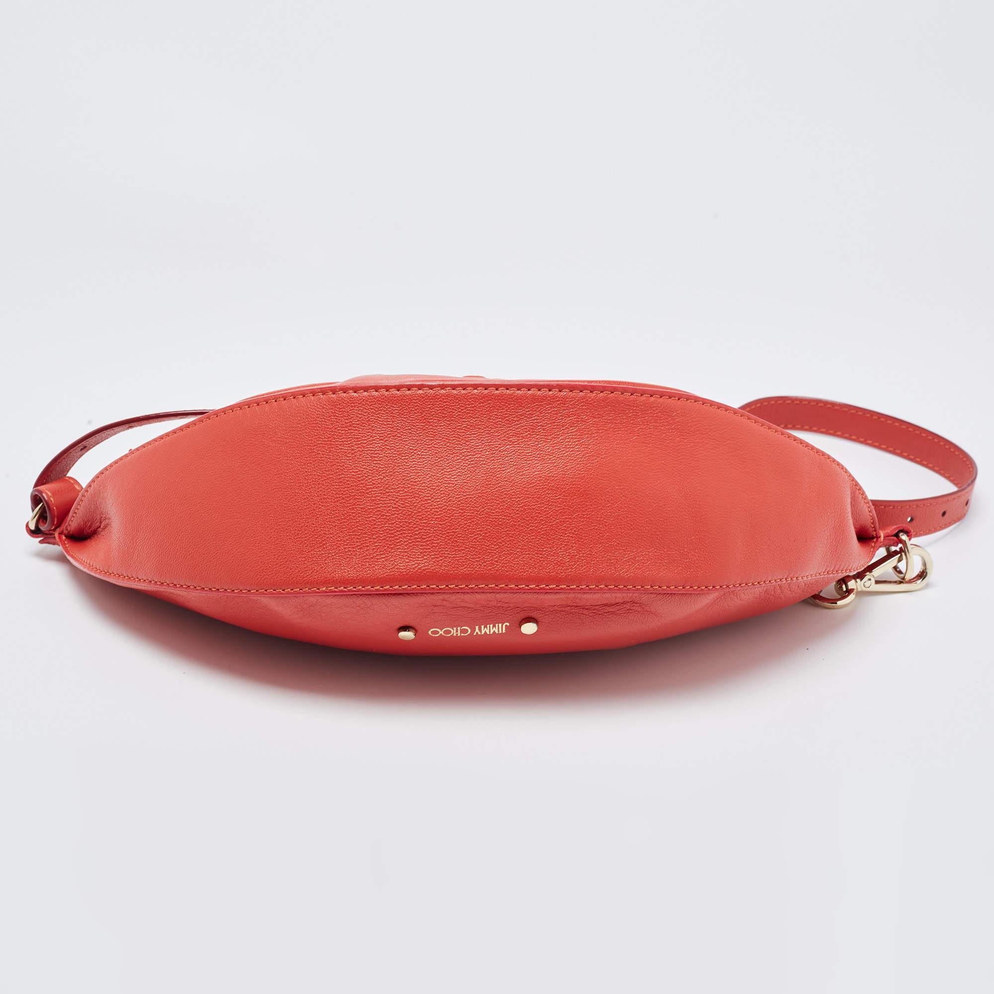 Jimmy Choo Red Leather Half Moon Zip Bag For Sale 2