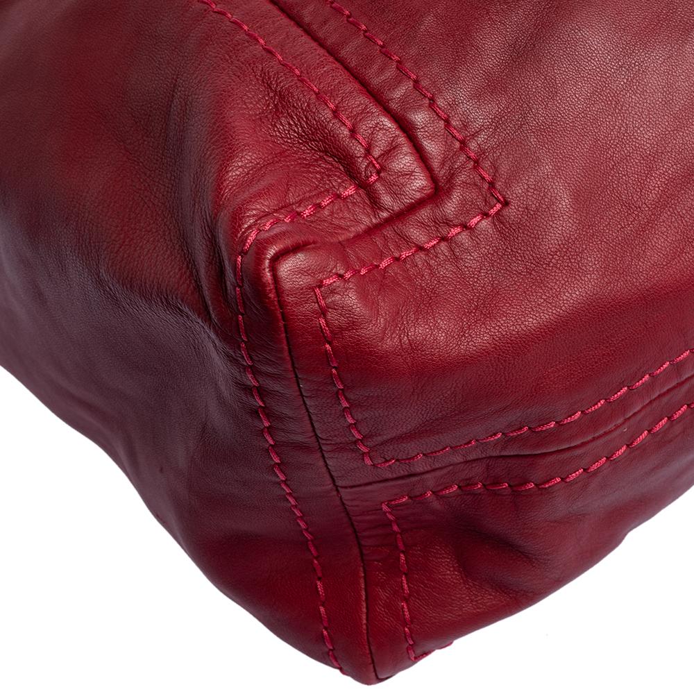 Jimmy Choo Red Leather Large Saba Hobo 4