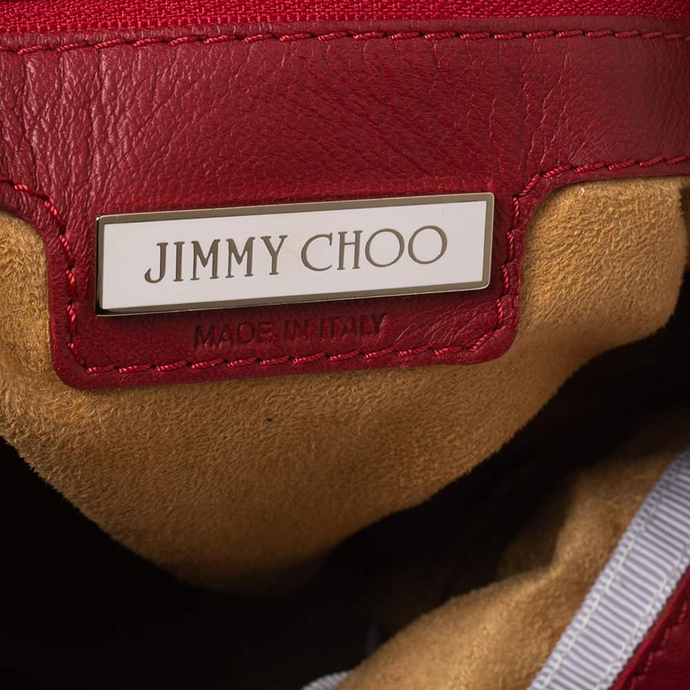 Jimmy Choo Red Leather Medium Saba Hobo 3