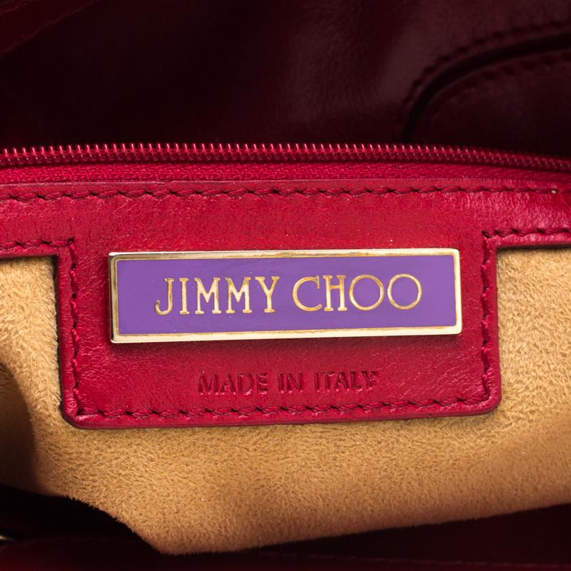 Jimmy Choo Red Leather Riki Tote In Good Condition In Dubai, Al Qouz 2