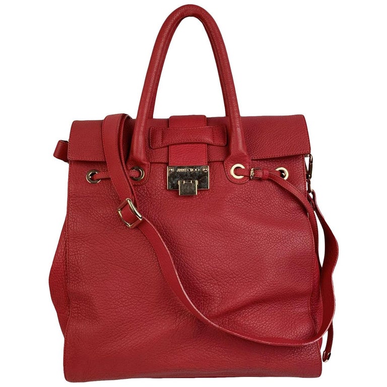 Jimmy Choo Red Leather Rosalie Large Satchel Shoulder Bag For Sale at ...