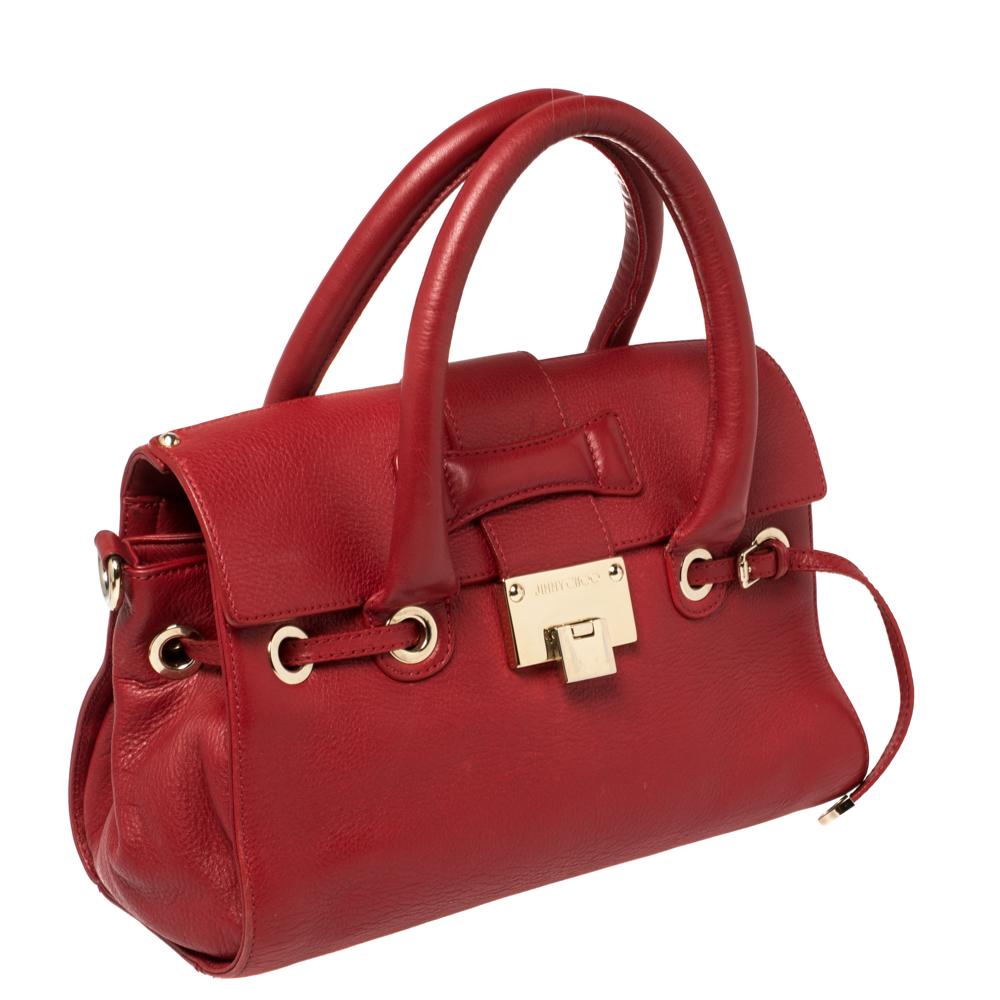 jimmy choo red leather bag