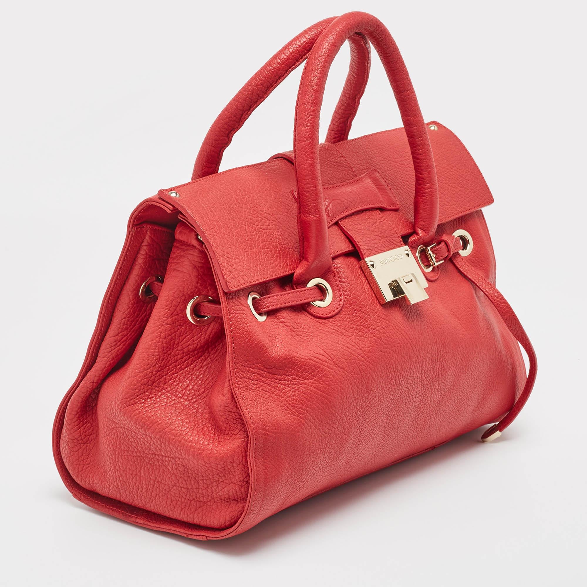 Women's Jimmy Choo Red Leather Rosalie Satchel For Sale