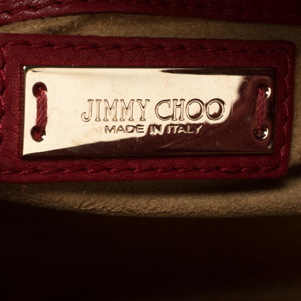 Jimmy Choo Red Leather Rosalie Satchel In Good Condition In Dubai, Al Qouz 2