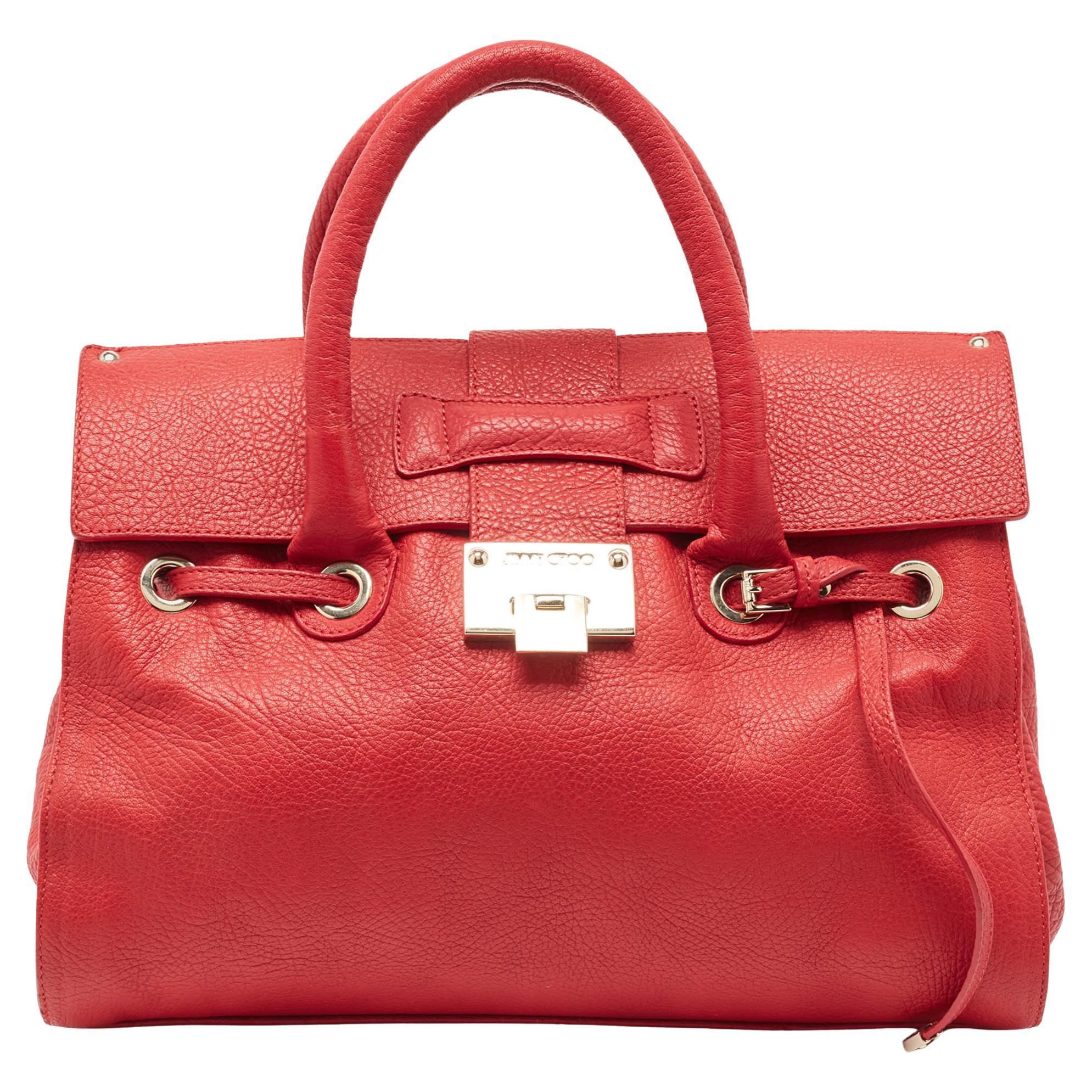 Jimmy Choo Red Leather Rosalie Satchel For Sale