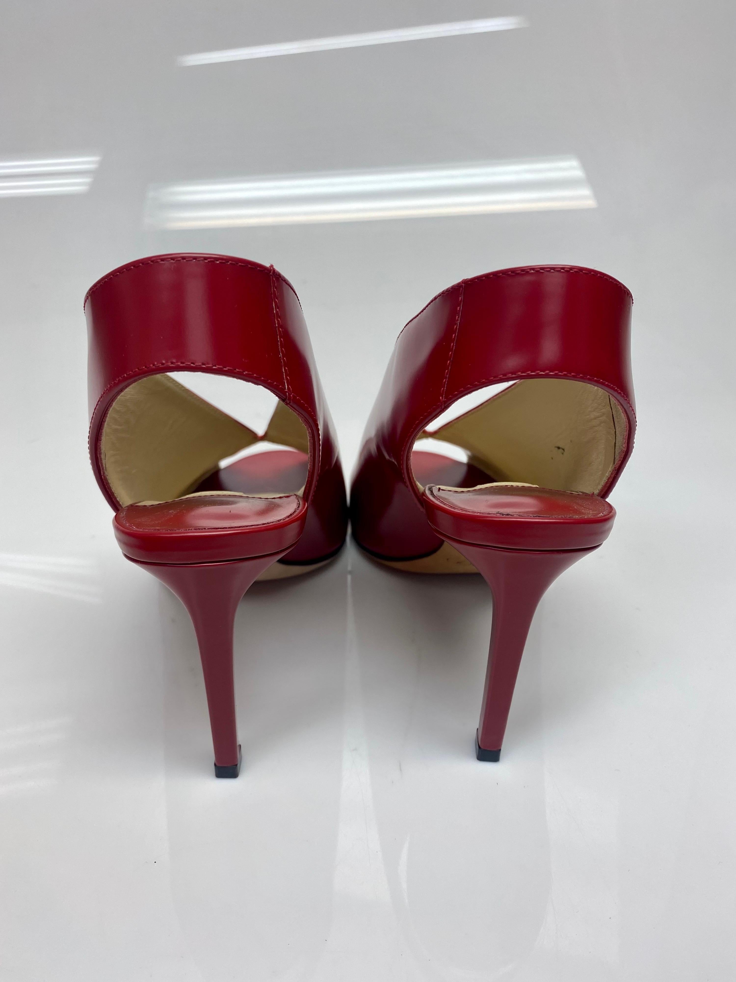 Women's Jimmy Choo Red Leather Singback Heels - Size 37  For Sale