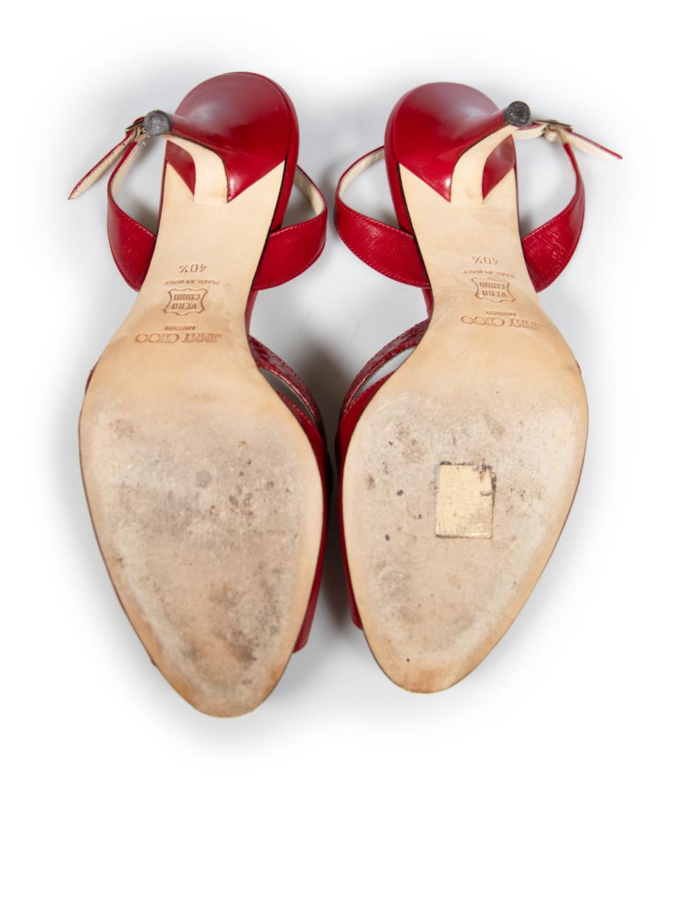 Women's Jimmy Choo Red Leather Slingback Sandals Size IT 40.5