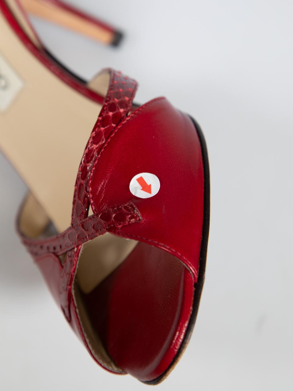 Jimmy Choo Red Leather Slingback Sandals Size IT 40.5 2