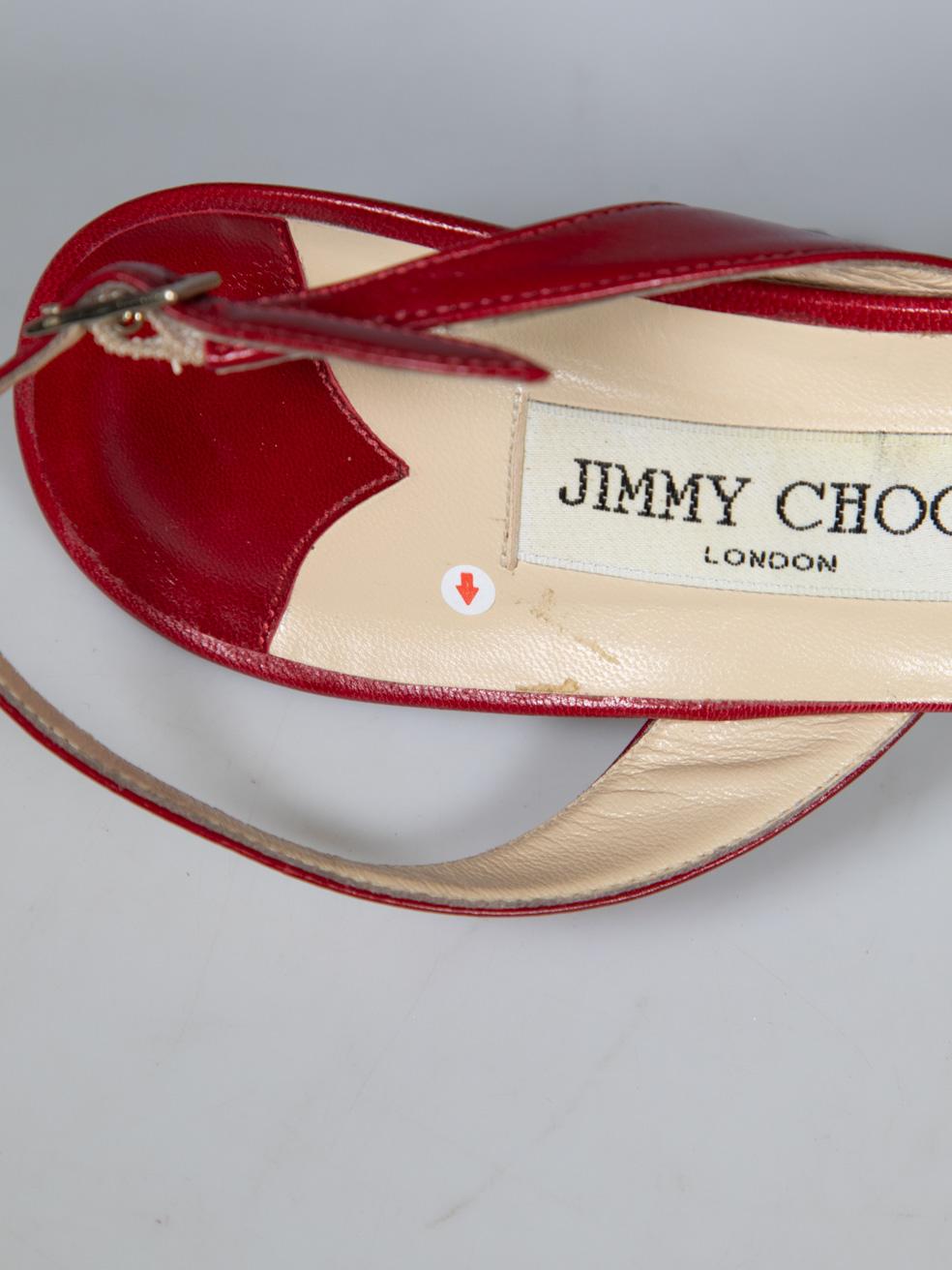 Jimmy Choo Red Leather Slingback Sandals Size IT 40.5 4