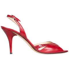 Jimmy Choo Red Leather Slingback Sandals Size IT 40.5