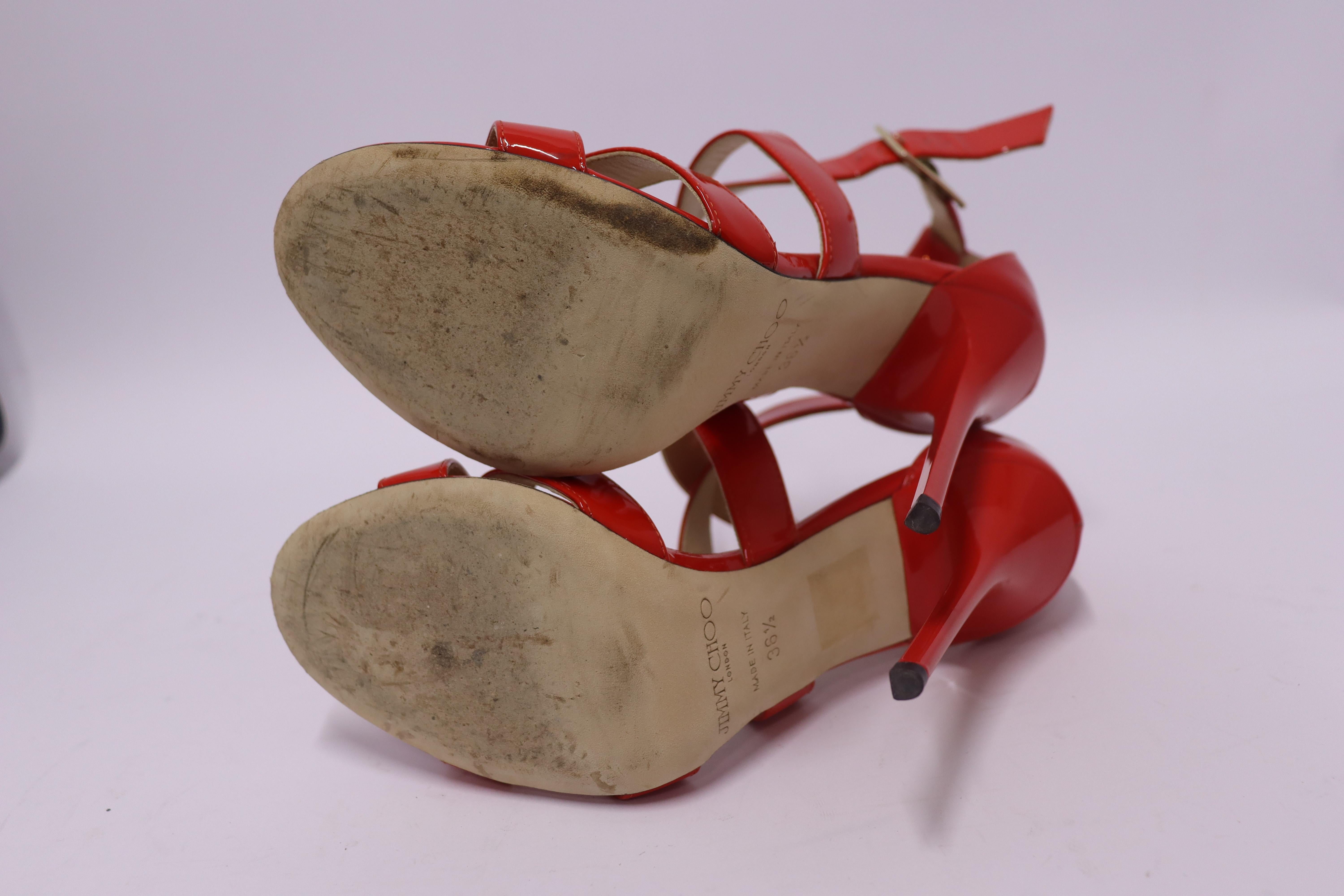 Jimmy Choo Red Louise Strappy Sandals Size EU 36.5 For Sale 1