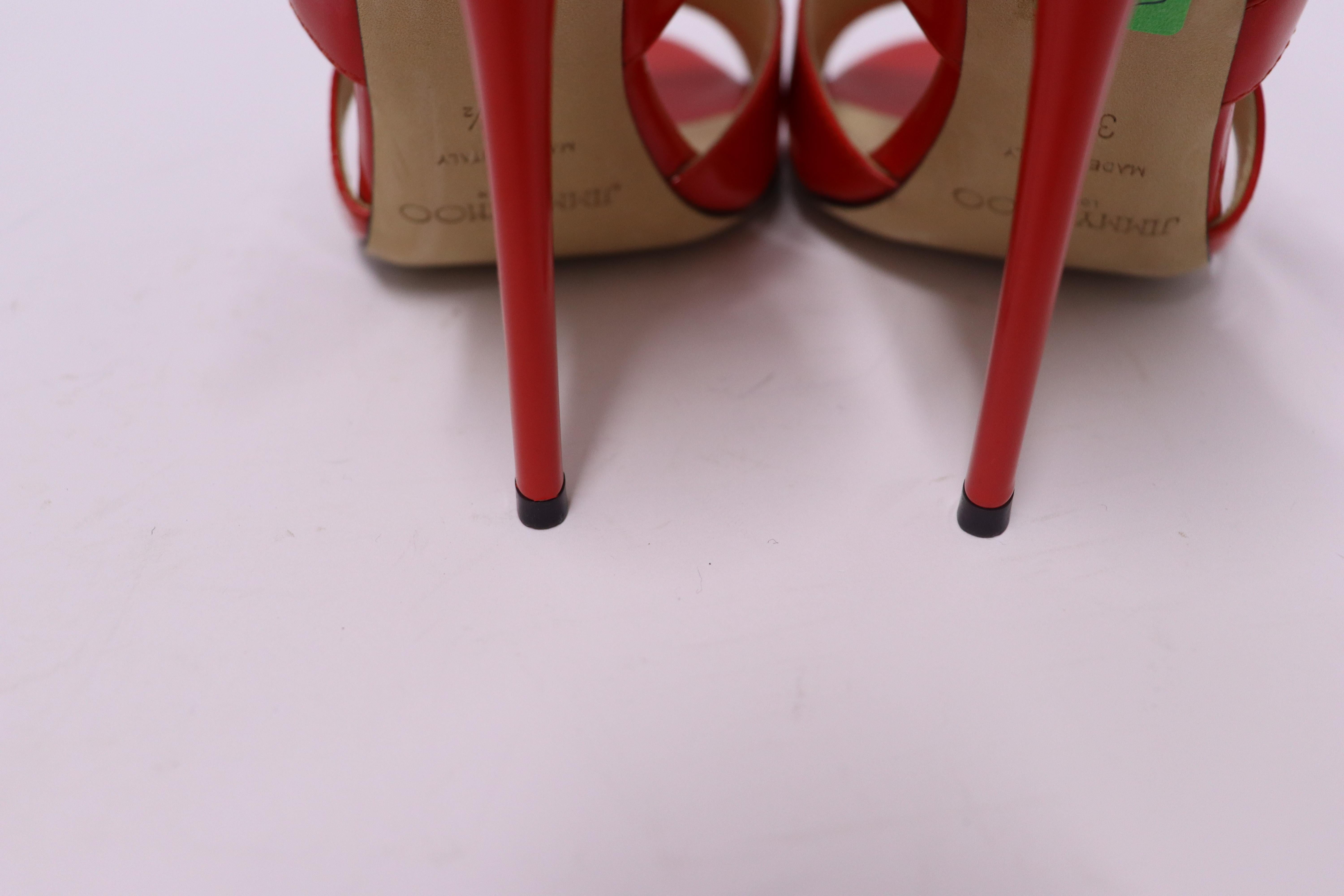 Jimmy Choo Red Louise Strappy Sandals Size EU 36.5 For Sale 2