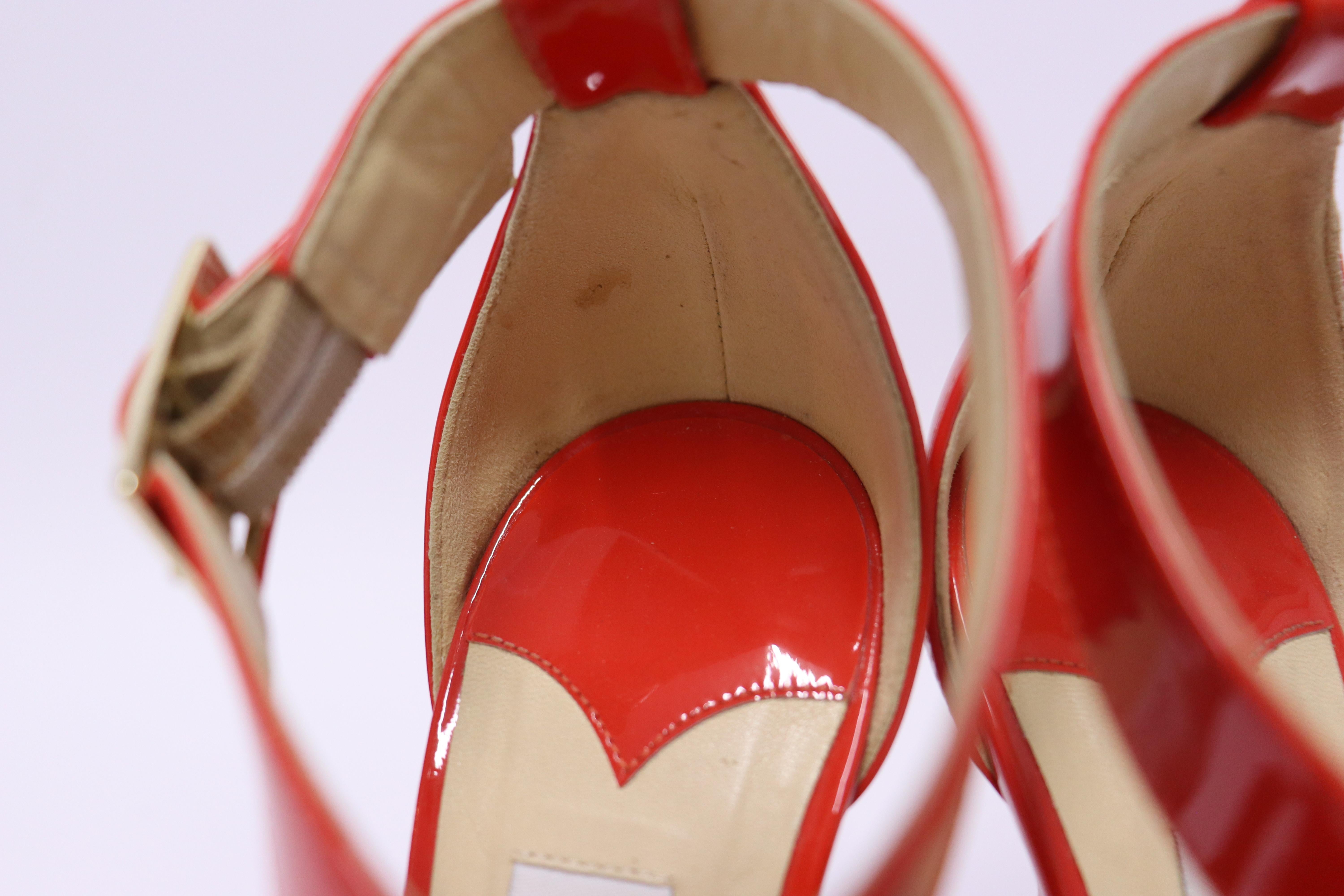 Jimmy Choo Red Louise Strappy Sandals Size EU 36.5 For Sale 3