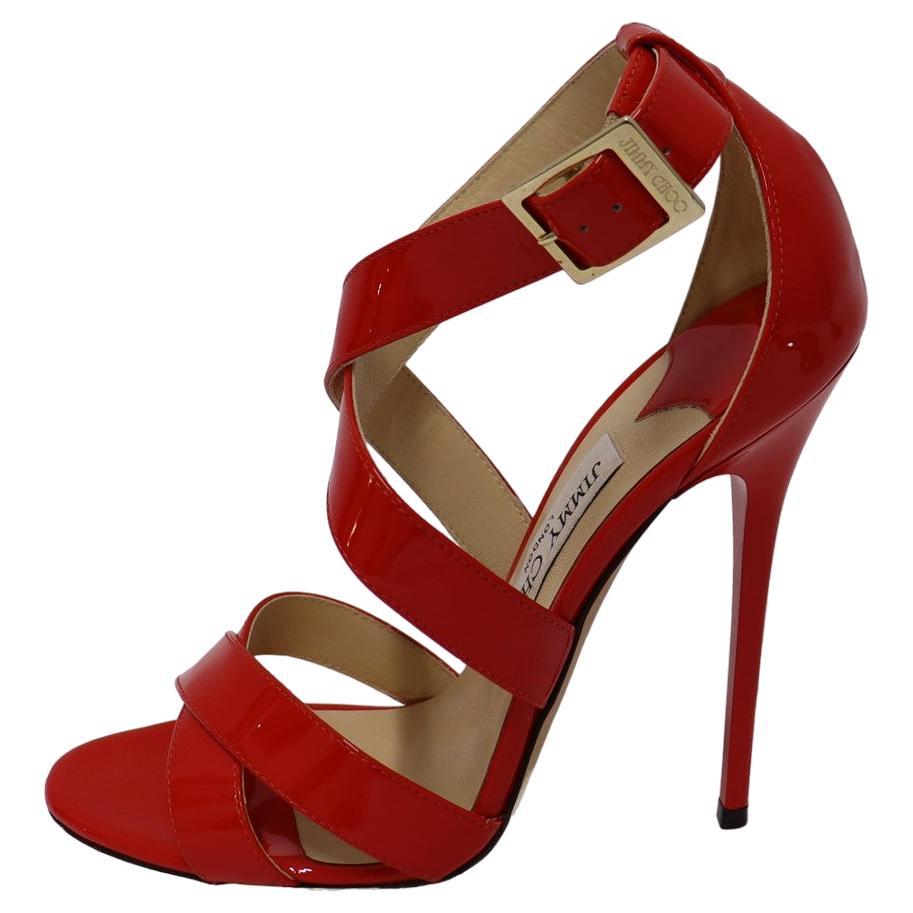Jimmy Choo Red Louise Strappy Sandals Size EU 36.5 For Sale