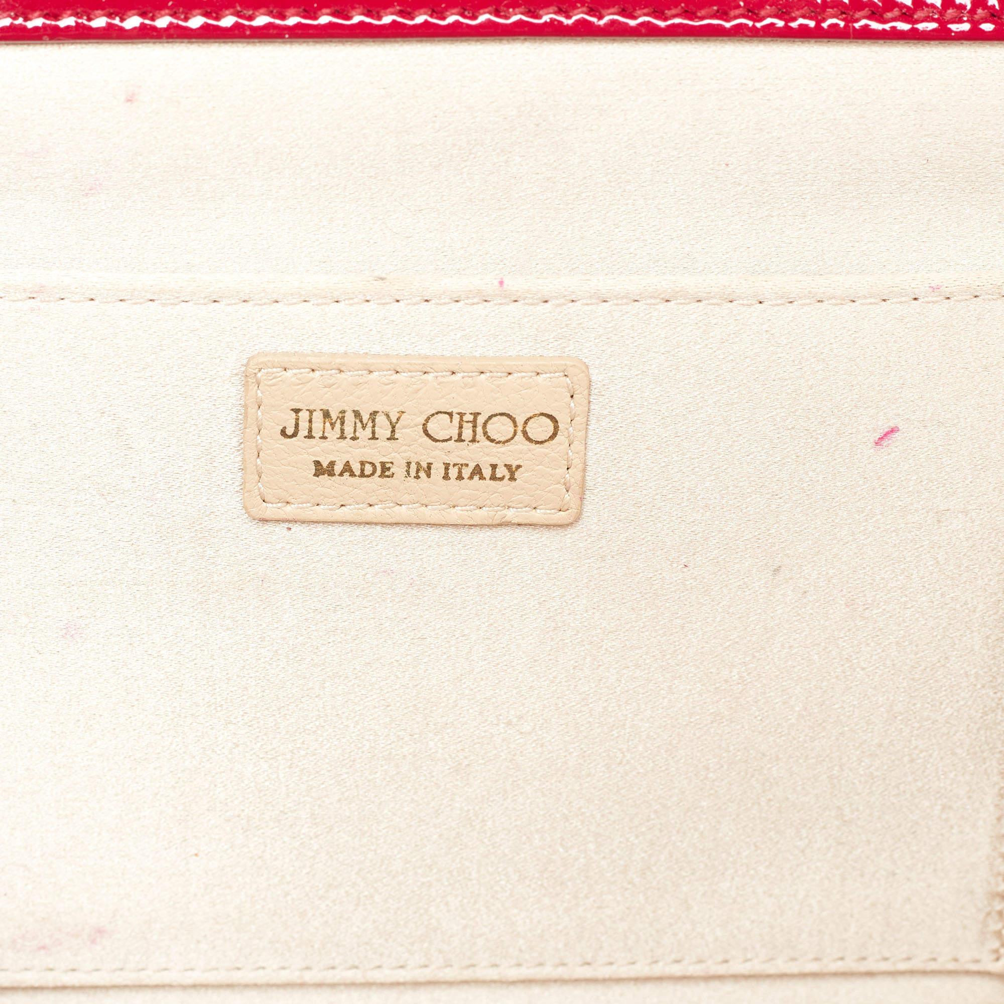 Jimmy Choo Carmen-Clutch aus rotem Lackleder mit Rahmen im Angebot 7