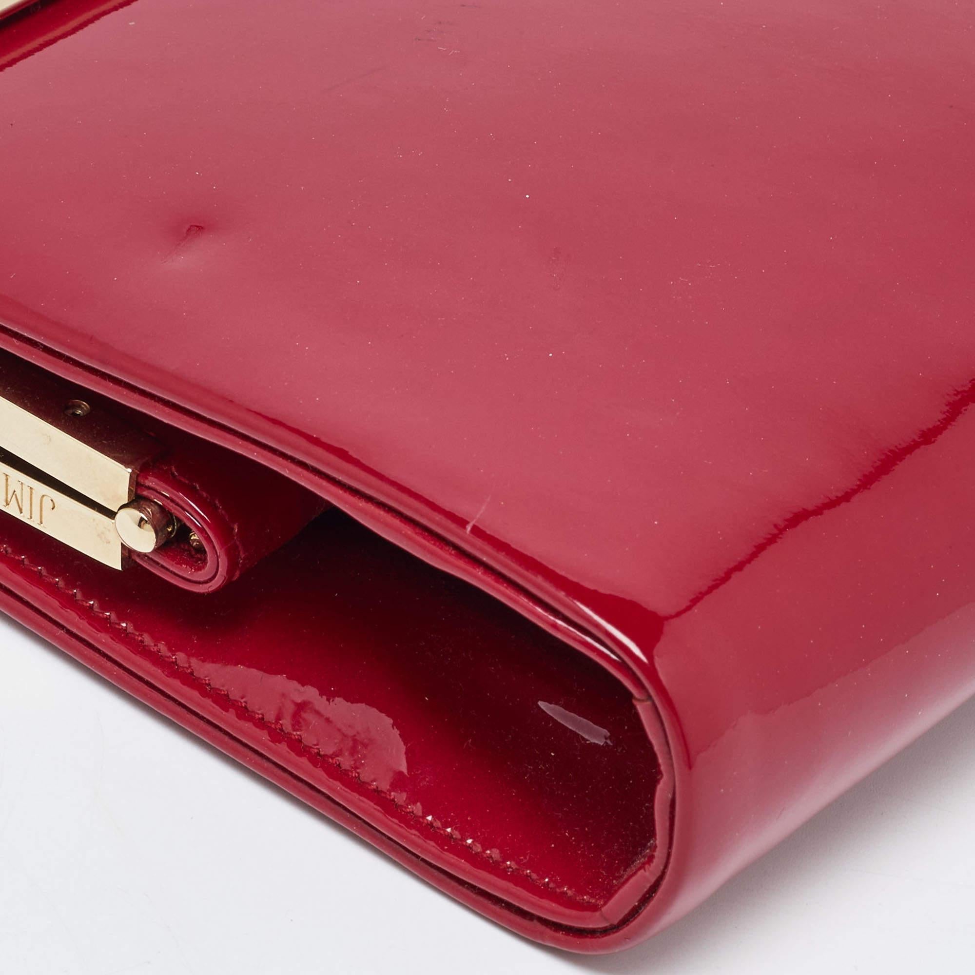 Jimmy Choo Carmen-Clutch aus rotem Lackleder mit Rahmen im Angebot 1