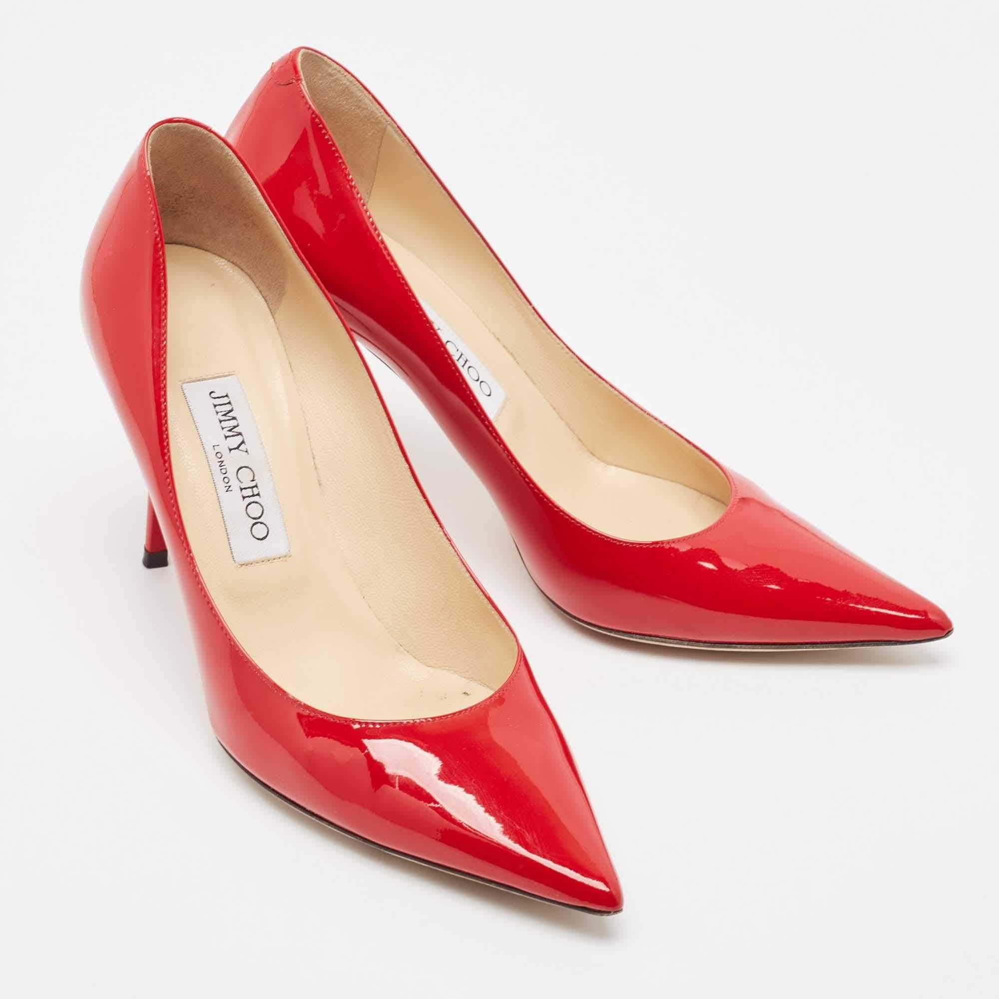 Women's Jimmy Choo Red Patent Leather Love Pumps Size 37.5