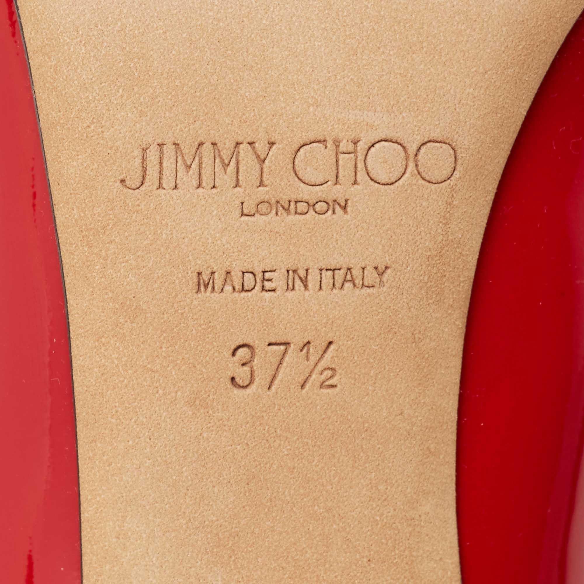 Jimmy Choo Red Patent Leather Love Pumps Size 37.5 4