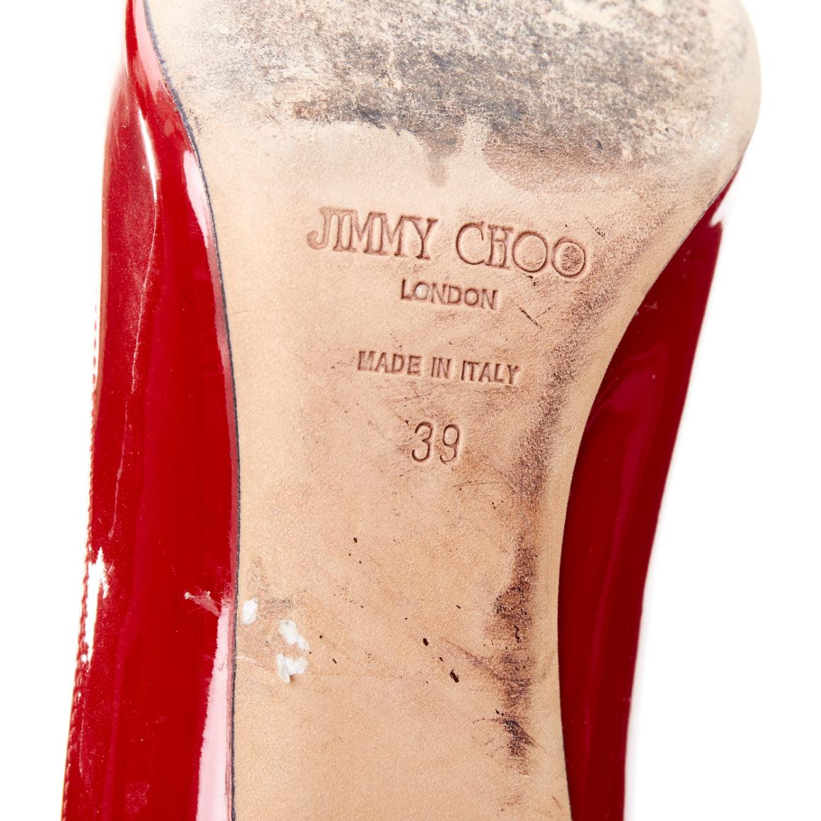 JIMMY CHOO red patent leather pointy toe stiletto heel pump EU39 en vente 5