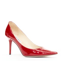 JIMMY CHOO red patent leather pointy toe stiletto heel pump EU39