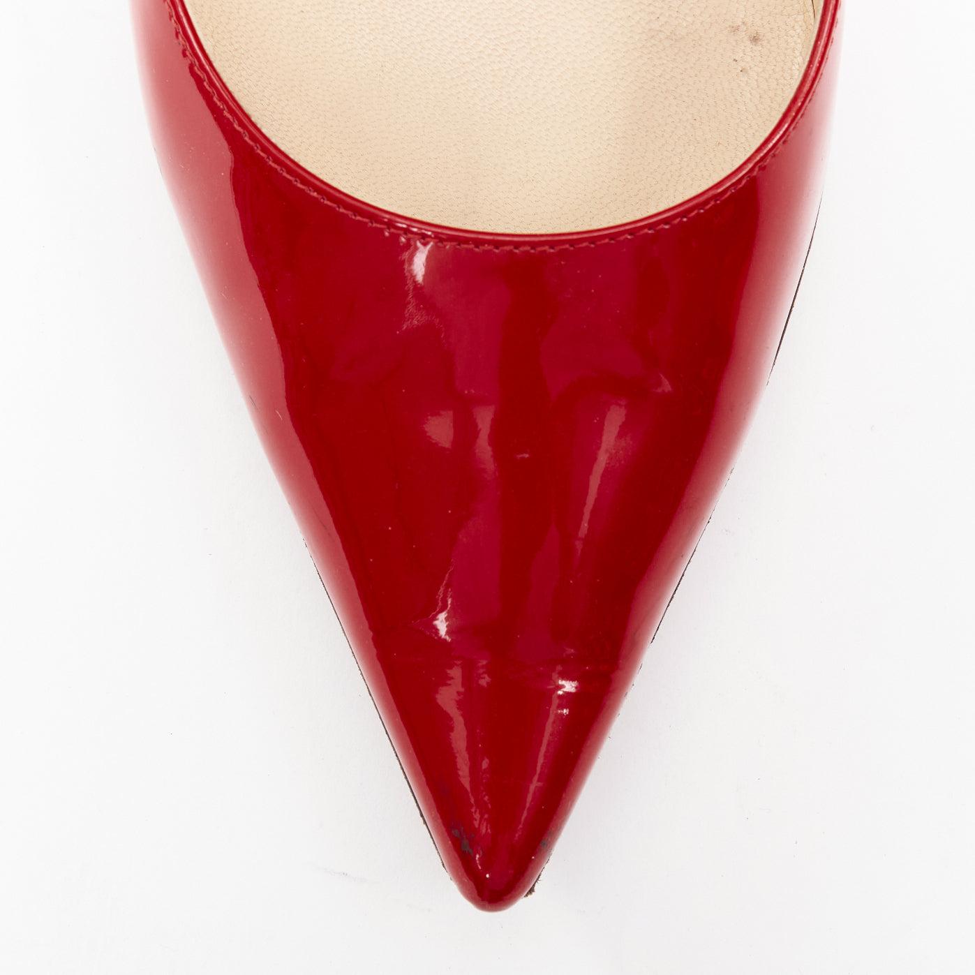 JIMMY CHOO red patent leather pointy toe stiletto heel pump EU39 en vente 1
