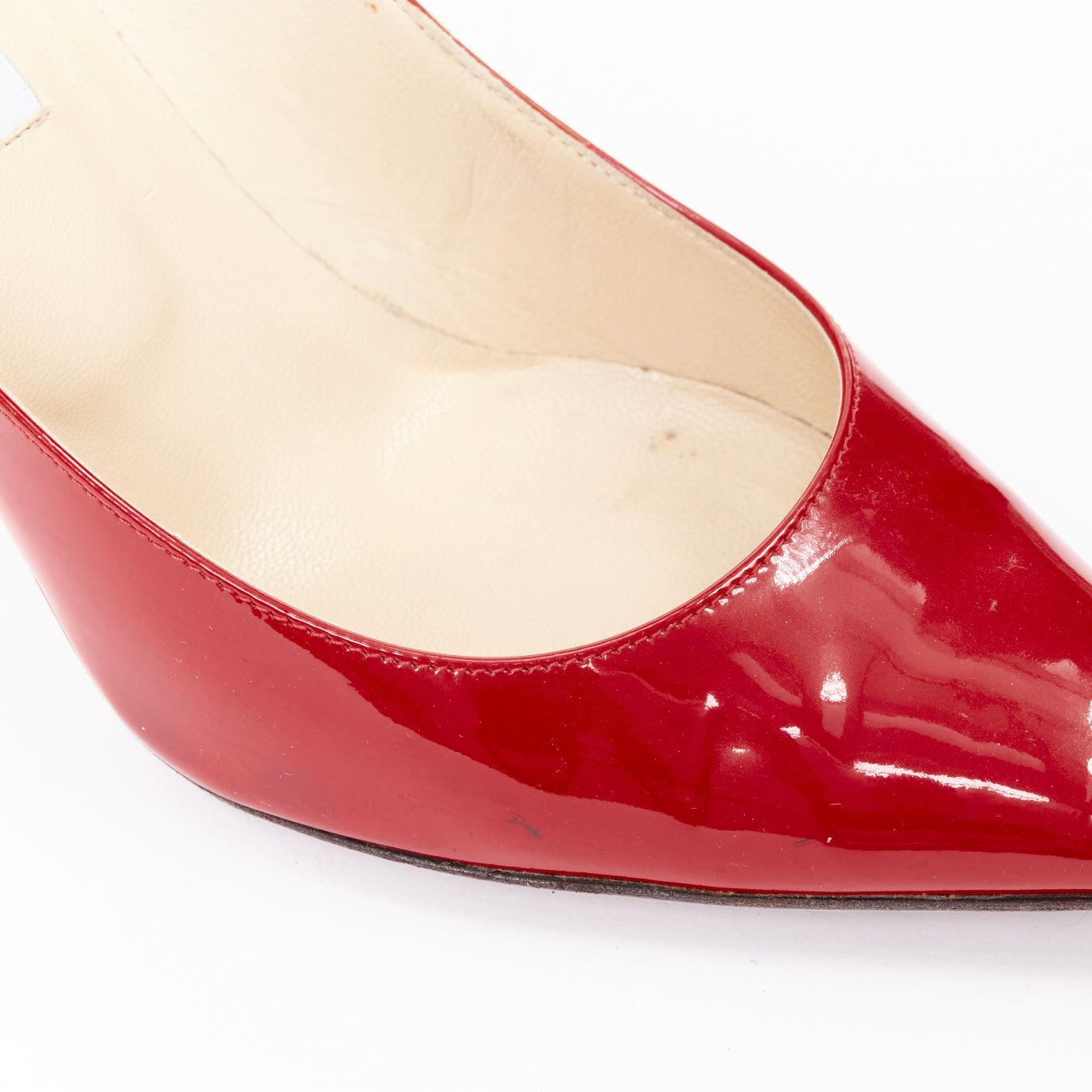 JIMMY CHOO red patent leather pointy toe stiletto heel pump EU39 en vente 3