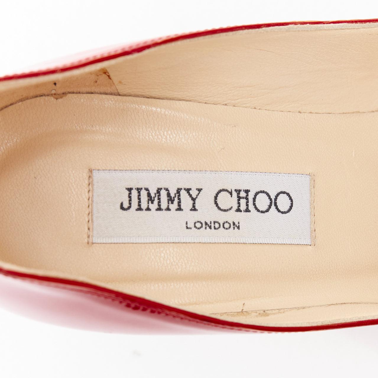JIMMY CHOO red patent leather pointy toe stiletto heel pump EU39 en vente 4