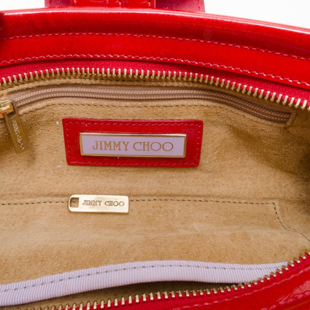 Jimmy Choo Red Patent Tulita Clutch In Good Condition In Dubai, Al Qouz 2