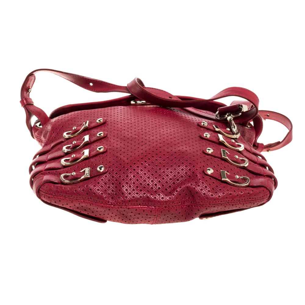 Jimmy Choo Red Perforated Leather Brina Shoulder Bag 1