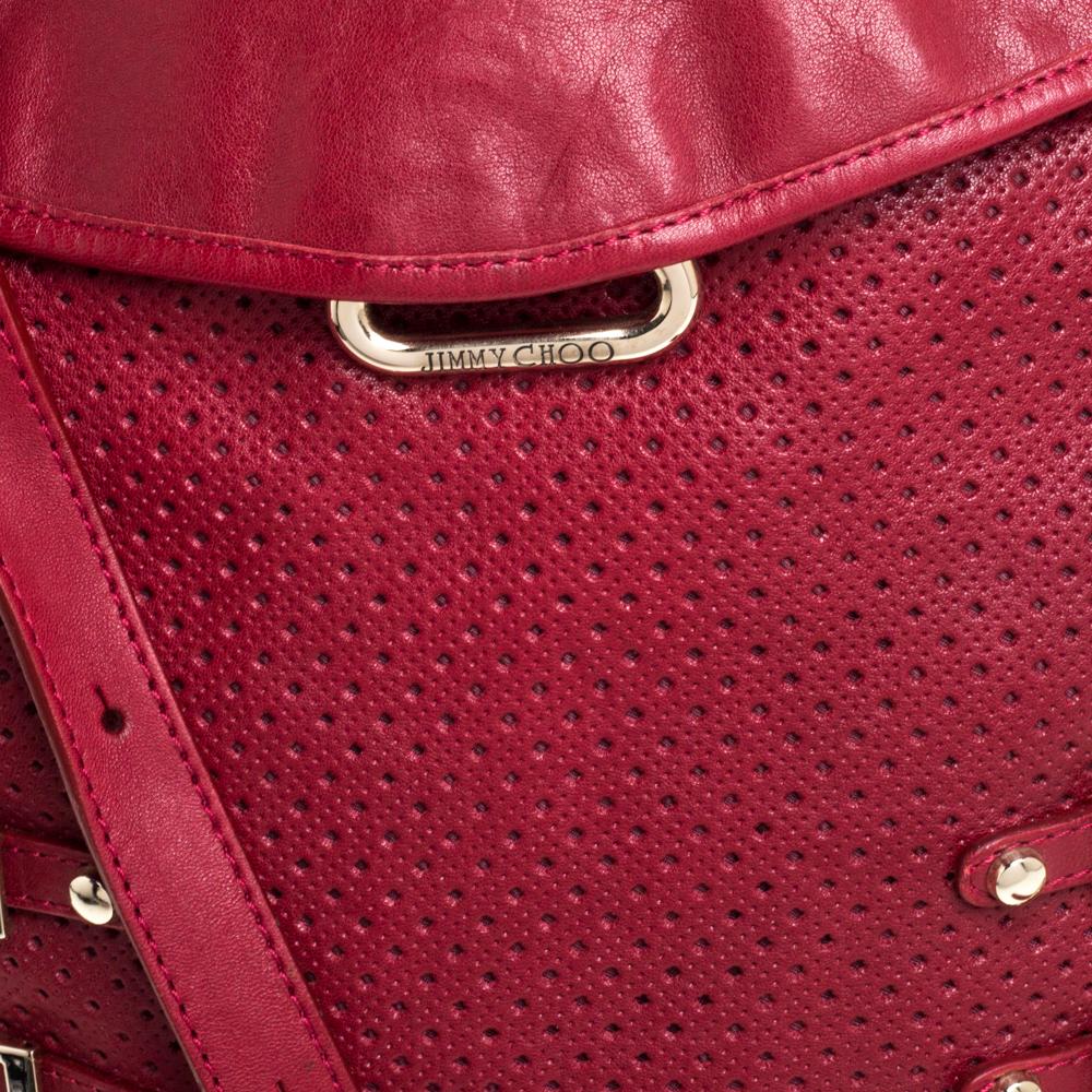 Women's Jimmy Choo Red Perforated Leather Brina Shoulder Bag