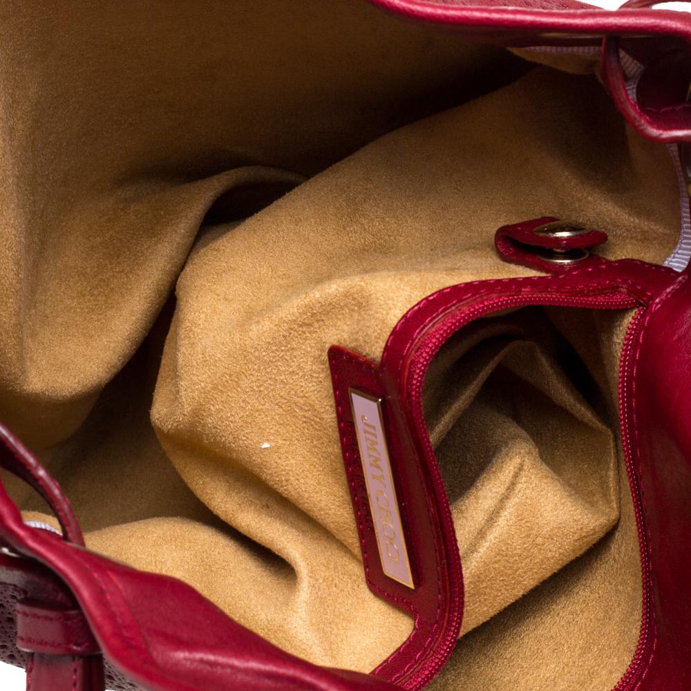 Jimmy Choo Red Perforated Leather Brina Shoulder Bag 3