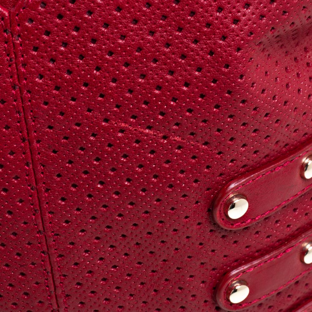 Jimmy Choo Red Perforated Leather Brina Shoulder Bag 4