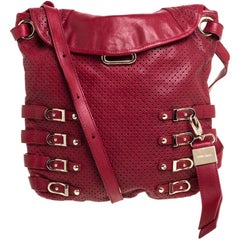 Jimmy Choo Red Perforated Leather Brina Shoulder Bag