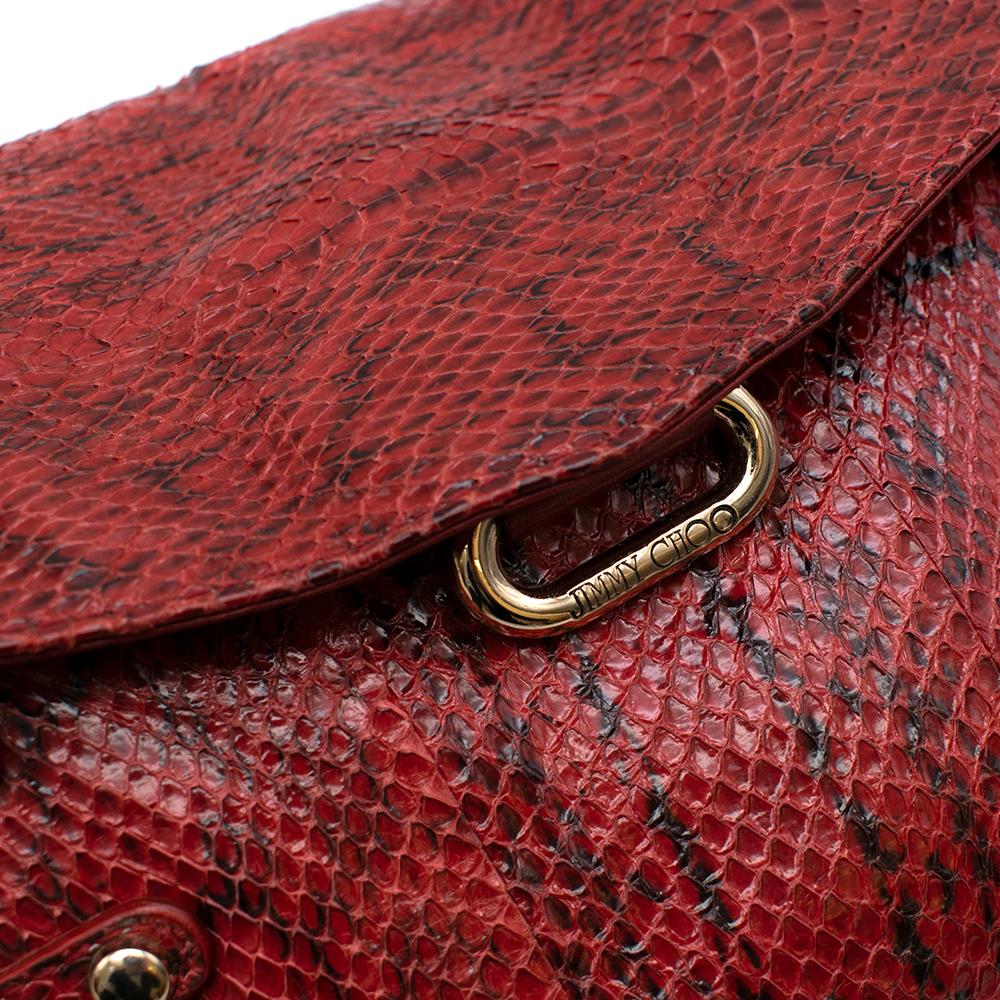 Jimmy Choo Red Python Chain Shoulder Bag In Excellent Condition For Sale In London, GB