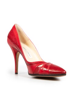 Jimmy Choo Red Python Pointed Toe Pumps Size IT 38
