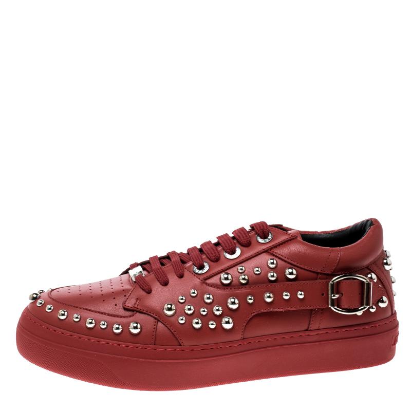 Jimmy Choo Red Studded Leather Roman Sneakers Size 42 1