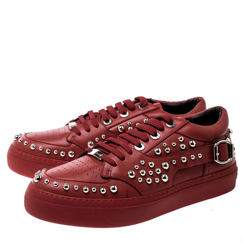 Jimmy Choo Red Studded Leather Roman Sneakers Size 42 3