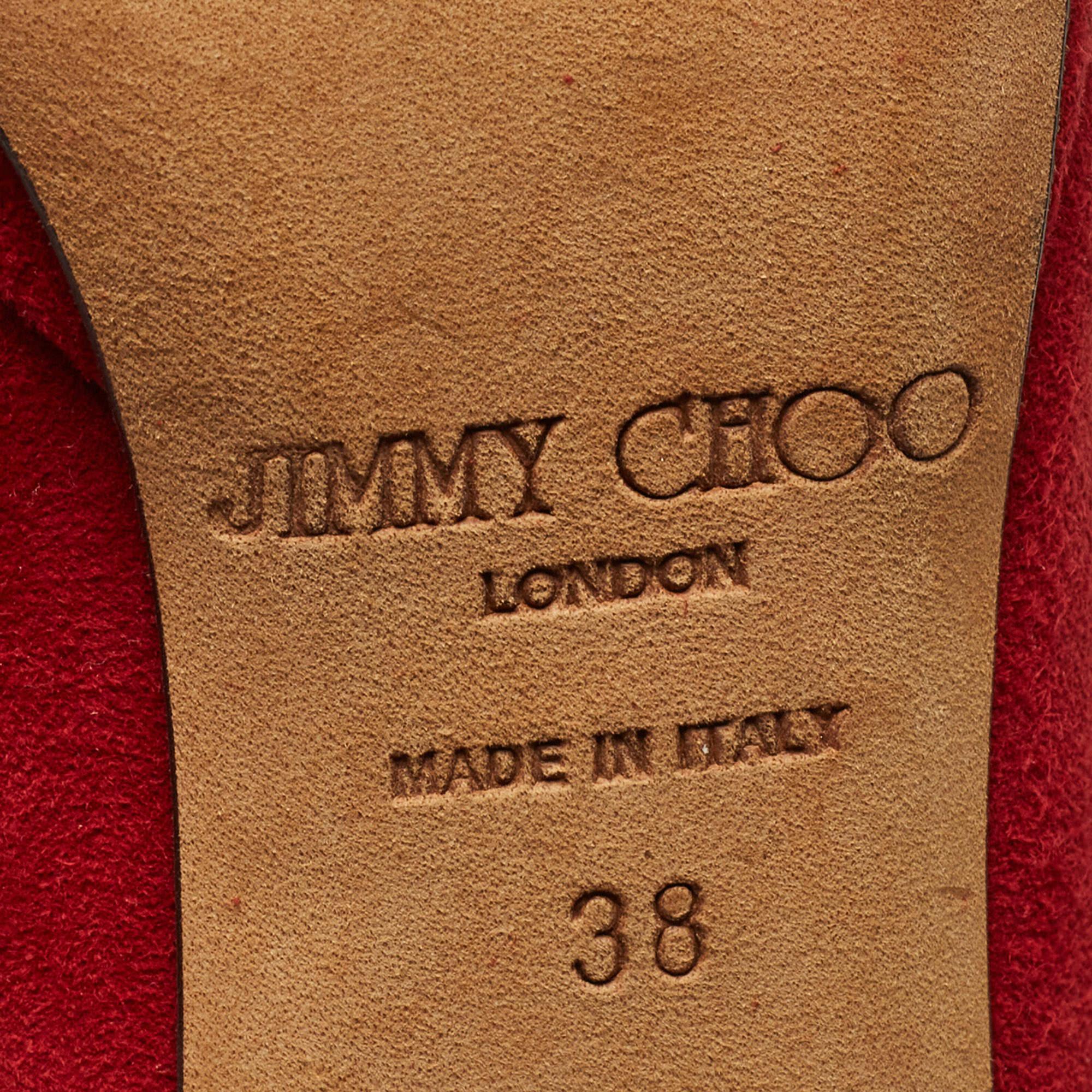 Jimmy Choo escarpins à plateforme Aimee en daim rouge, taille 38 en vente 1